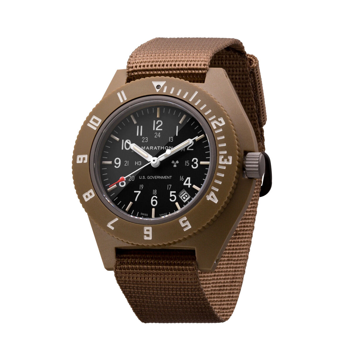 Marathon Pilot Navigator Watch - Desert Tan Date with US Government Markings