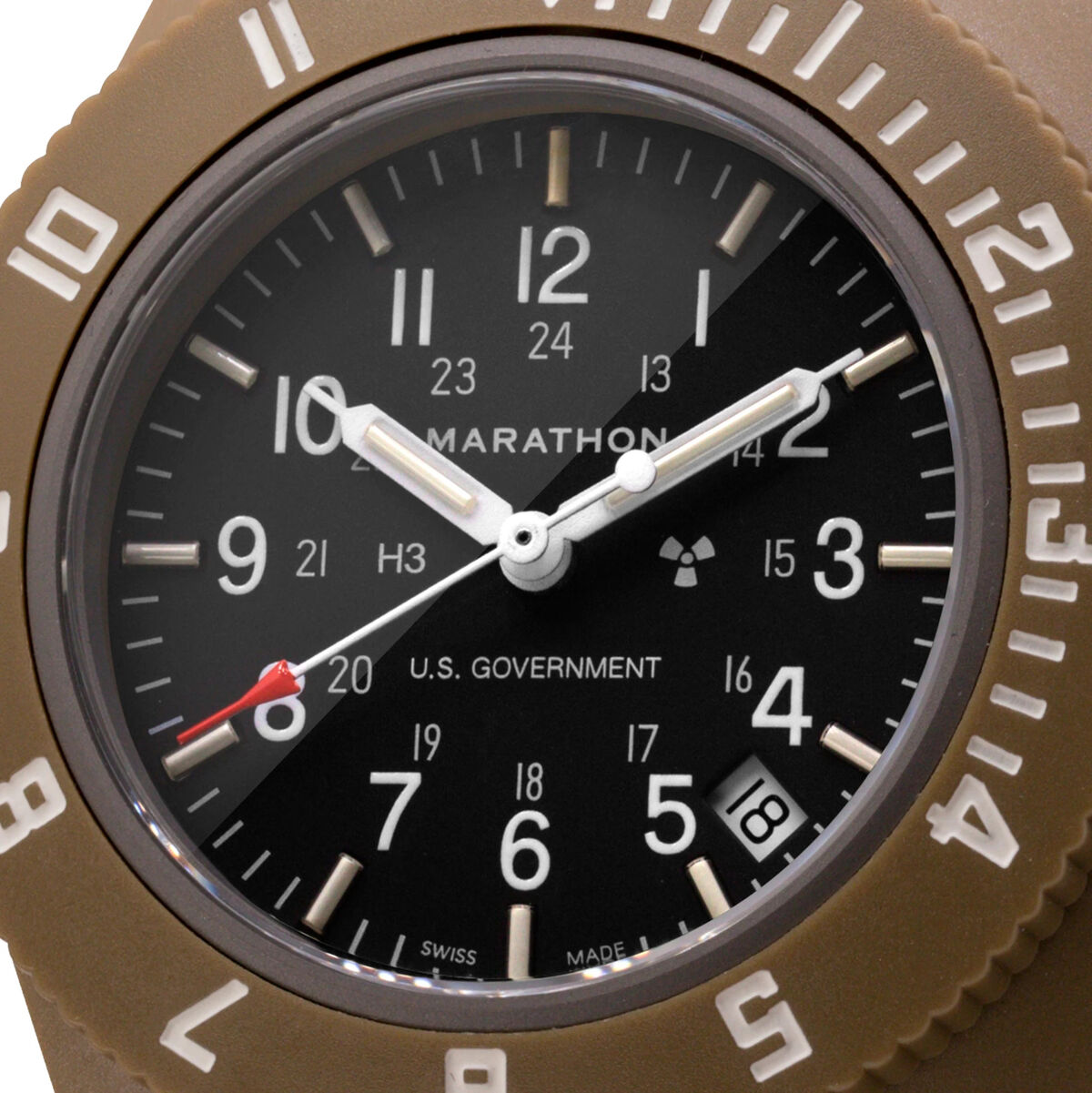 Marathon Pilot Navigator Watch - Desert Tan Date with US Government Markings